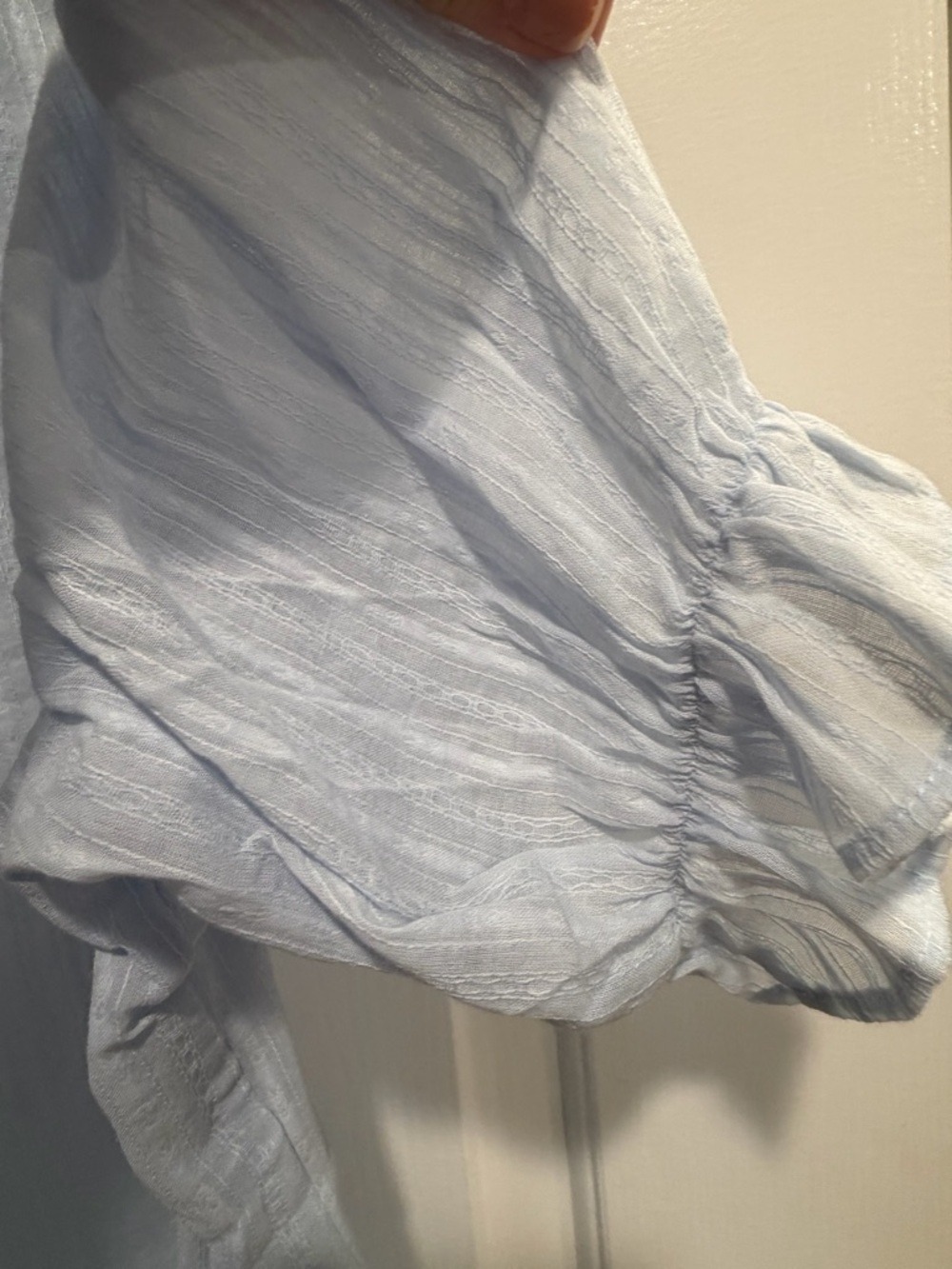 Light Blue Ruffle V-Neck Women's Top - Picture 4 of 4